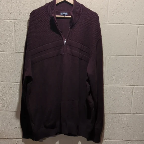 Van Heusen Men's Dark Burgundy Zip-Up Sweater - Picture 1 of 3